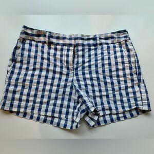 Loft navy, blue and white checked short. Size 2. 4” inseam.